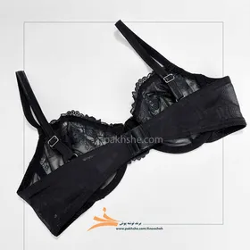 ست مشکی تورگاز فنردار کاپ بی برند نوشه پوش