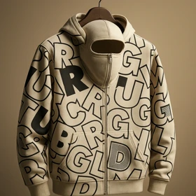 هودی نینجایی سفید طرحدار پارچه دورس گرم بالا