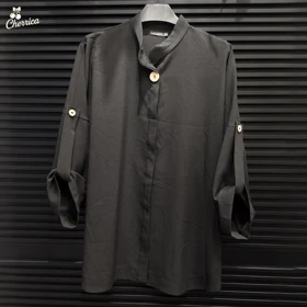 شومیز ساده بلند دکمه چوبی زنانه کد 32