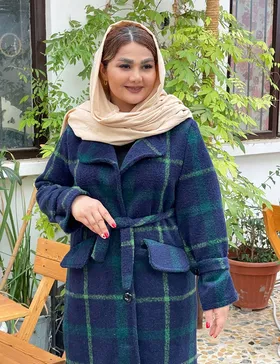 پالتو بلند چهارخانه پشمی کد : 68005