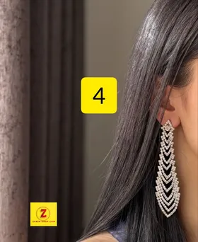 گوشواره بلند جواهری نگینی زنانه