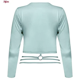 کراپ تیشرت آستین بلند زنانه مدل پشت بندی رنگ آبی روشن کد 5224-612P