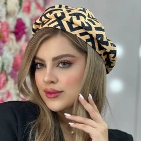 کلاه برت مخمل فندی
