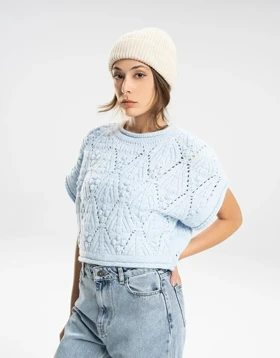 ژاکارد دو رنگ (آبی روشن)