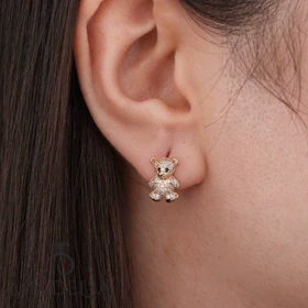 گوشواره تدی نگیندار رزگلد ژوپینگ