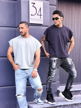 رکابی وست باکسی مراکشی سرمه ای