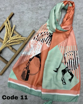 شال نخ پنبه رنگ هلویی 3582