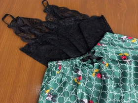 ست نیم‌تنه گیپور و شلوارک طرح میکی ماوس 057