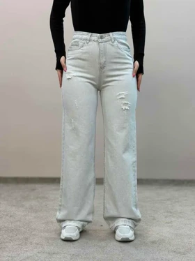 شلوار جین نیمبگ طوسی 5658