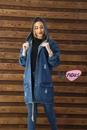 کاپشن جین کلاهدار