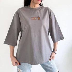 تیشرت باکسی زنانه کافی گرم بالا