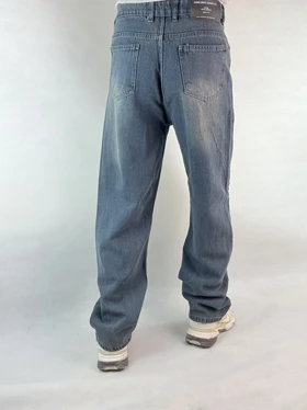 شلوار نیم بگ مردانه آبی زاپ‌دار 83