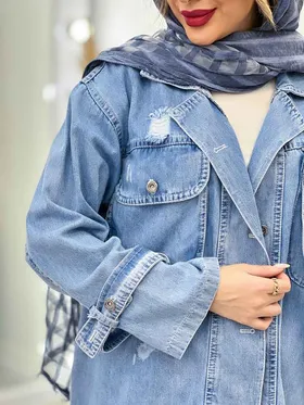 مانتو جین دو جیب پاکتی زاپ‌دار