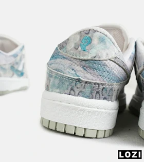 کفش کتانی مردانه و زنانه طوسی سفید آبی نایک NIKE dunk low steam puppet