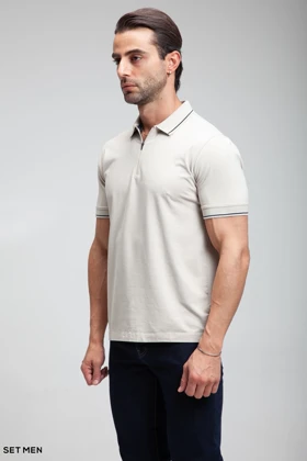 تیشرت یقه دار نیم زیپ