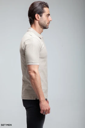 تیشرت یقه دارنیم زیپ بافت