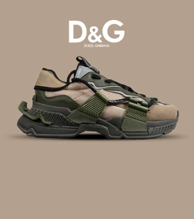 کفش کتانی مردانه کرم زیتونی Dolce & Gabbana مدل 6403