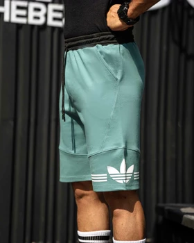 شلوارک آدیداس فیروزه ای نخ پنبه