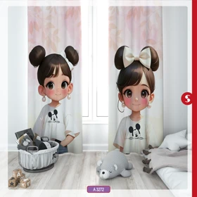 پرده پانچی اتاق کودک برند مینوریا طرح دخترانه کد p-524