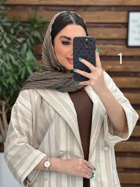 مانتو راه راه چهاردکمه آستین پاکتی