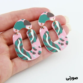گوشواره زنانه مدل هندسی طرح برگ (صورتی)