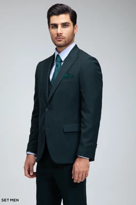 کت و شلوار مردانه سه تکه یقه بلیزر دو دکمه دو چاک