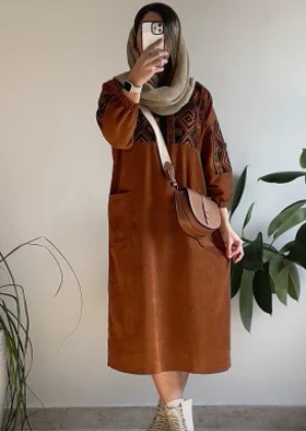 مانتو مخمل کبریتی ترنم 8