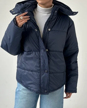 کاپشن کلاهدار کد 130077 (سرمه ای)