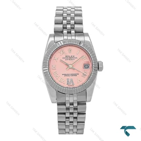 ساعت رولکس زنانه نقره ای صفحه صورتی ایندکس یونانی Rolex-6894-L