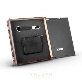 ست هدیه مردانه چرم یلسان رادین کد KIA-BF-086 (مشکی)