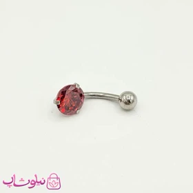 پیرسینگ ناف با نگین قرمز کد 591-4