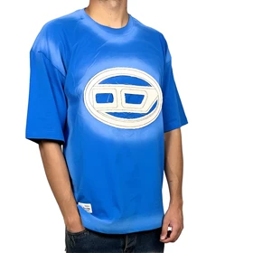 تیشرت آستین کوتاه مردانه آبی طرح دار