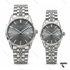 ست عروس دامادی سیکو VIP رفرنس 31622 نقره ای صفحه دودی Seiko-11524-S