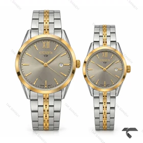 ساعت ست سیتیزن رفرنس 31621 دورنگ طلایی صفحه طوسی Citizen-11506-S