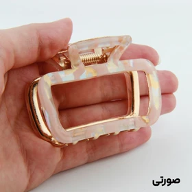 کلیپس دخترانه فلزی مدل مربعی آبرنگی (صورتی)