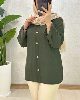 C029- تونیک دکمه چوبی