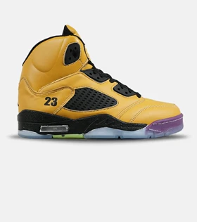 کتانی ساق‌دار زنانه و مردانه زرد مشکی Nike air jordan 5 مدل 7973