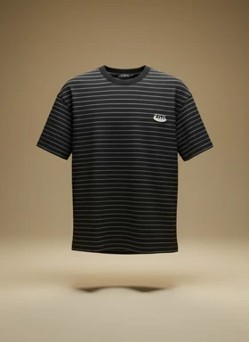 تیشرت رینگری میله ای مشکی قوق العاده شیک و با کیفیت * سایز L