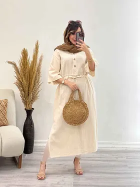 پیراهن بلند کمرگت پایین چاک