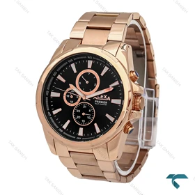 ساعت مچی الکسا پریمیر A0064 مردانه رزگلد صفحه مشکی Alexa-6226-G