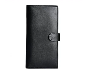 کیف پول کتی طرح نامی چرم ساده مشکی