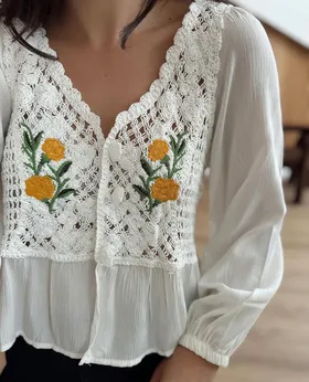 شومیز قلاب‌بافی لینن