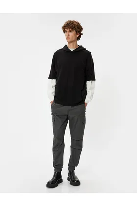 شلوار Jogger Cargo توری جیب کمری با جزئیات پنبه 5WAM40003HW