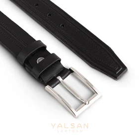 کمربند مردانه چرم یلسان مدل بایسن دو کد 084-GS (مشکی)