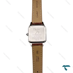 ساعت کارتیه سانتوس دومونت زنانه سیلور بند چرم قهوه ای اسمال Cartier-6172-L