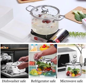 قابلمه پیرکس دسته استیل