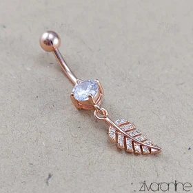 پیرسینگ ناف جواهری با آویز برگ 70057