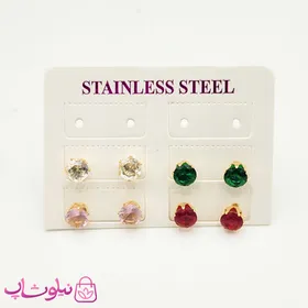 گوشواره میخی زنانه رنگی استیل