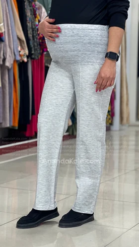 شلوار بارداری ملانژ جلو دوخت