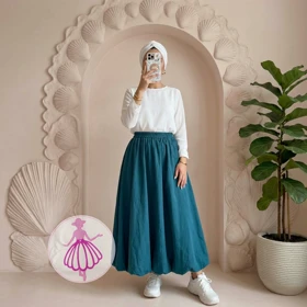 دامن لینن بالونی جیب‌دار بلند در رنگبندی متنوع